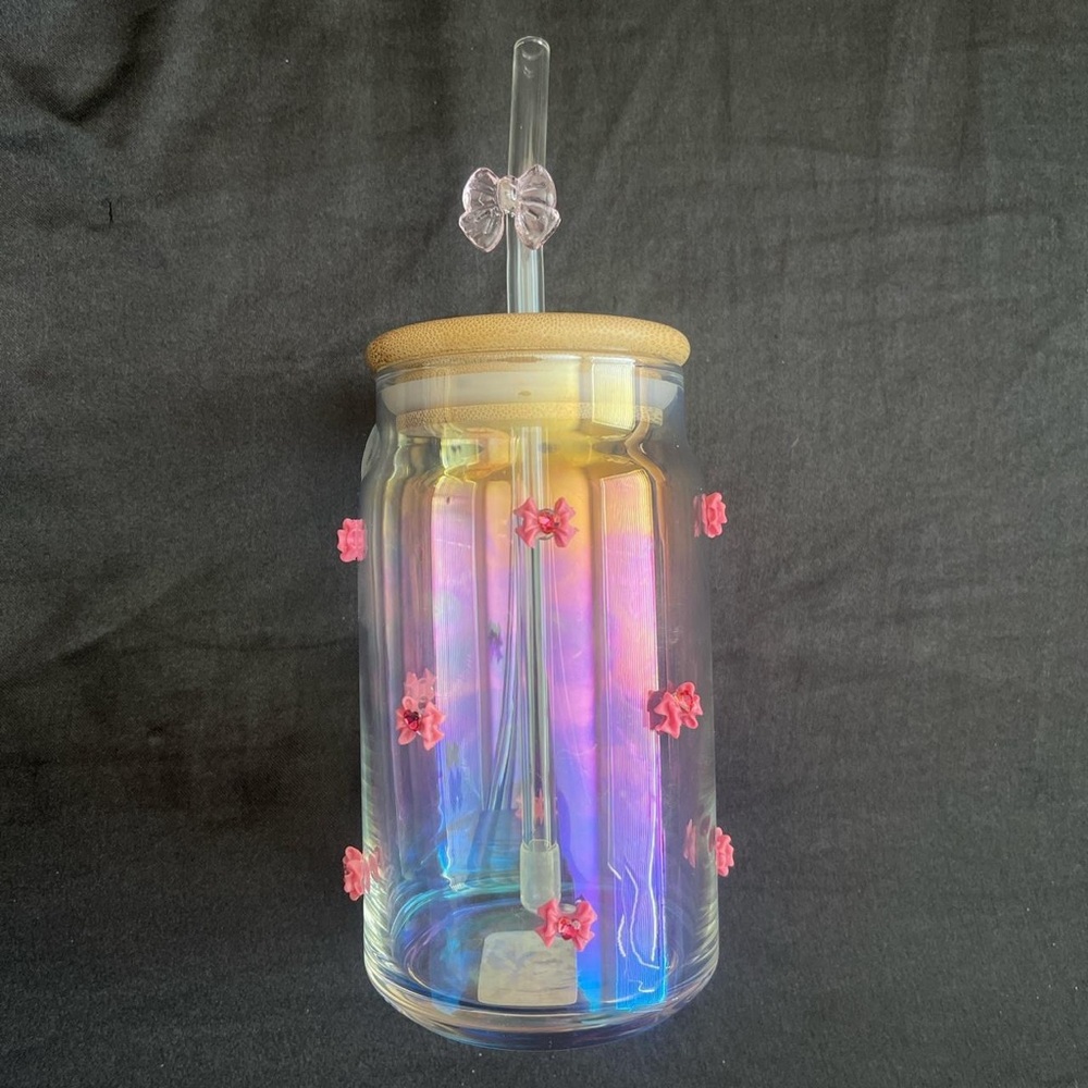 pink glass bow cup 🎀